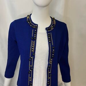 Jones NY elevated beaded gold chain cardigan. Work or holiday party
